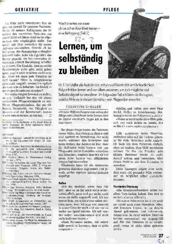 Vorschauseite 1: Lernen, um selbständig zu bleiben Wie Patienten mit einer chron.Krankheit lernen (Teil 2)
