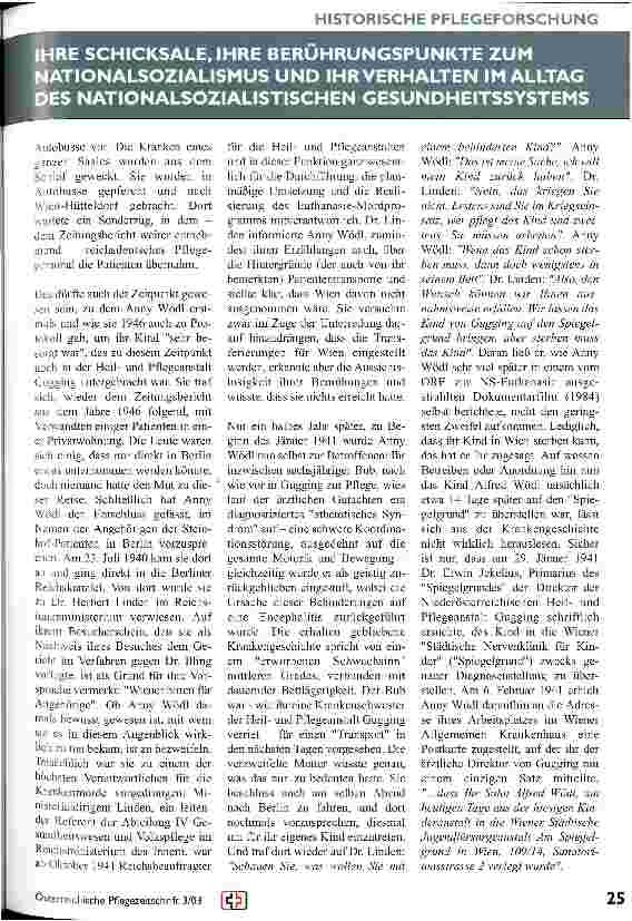 Vorschauseite 2: Österreichische Pflegepersonen aus der Zeit des Nationalsozialismus Teil 1: Die Wiener Krankenschweser Anny Wödl