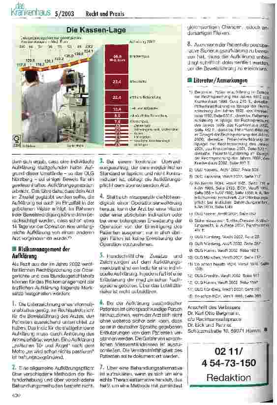 Vorschauseite 6: Patientenaufklärung im Spiegel der Rechtsprechung des Jahres 2002