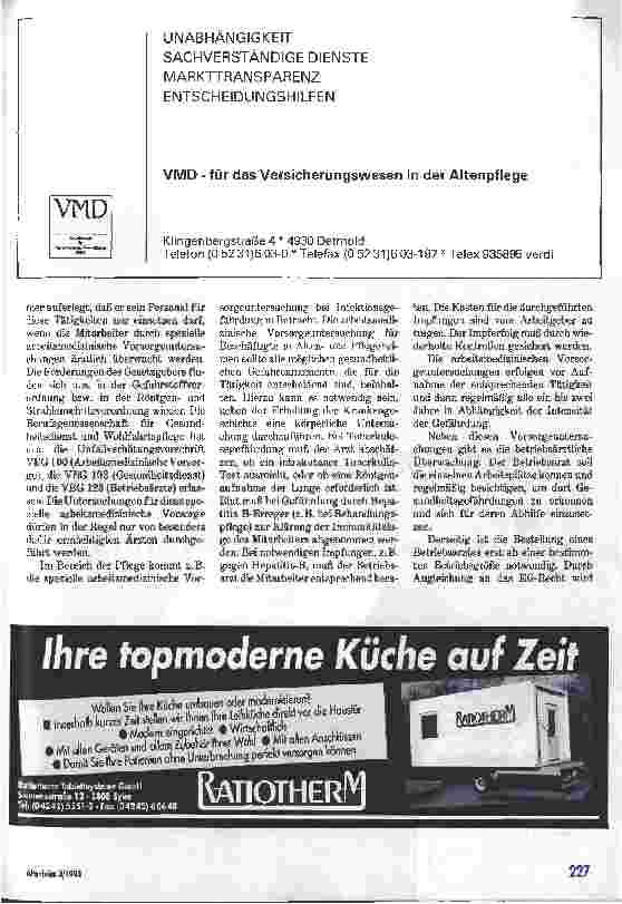 Vorschauseite 2: Betriebsärztliche Betreuung für Heime Konsequenzen aus dem EG-Recht