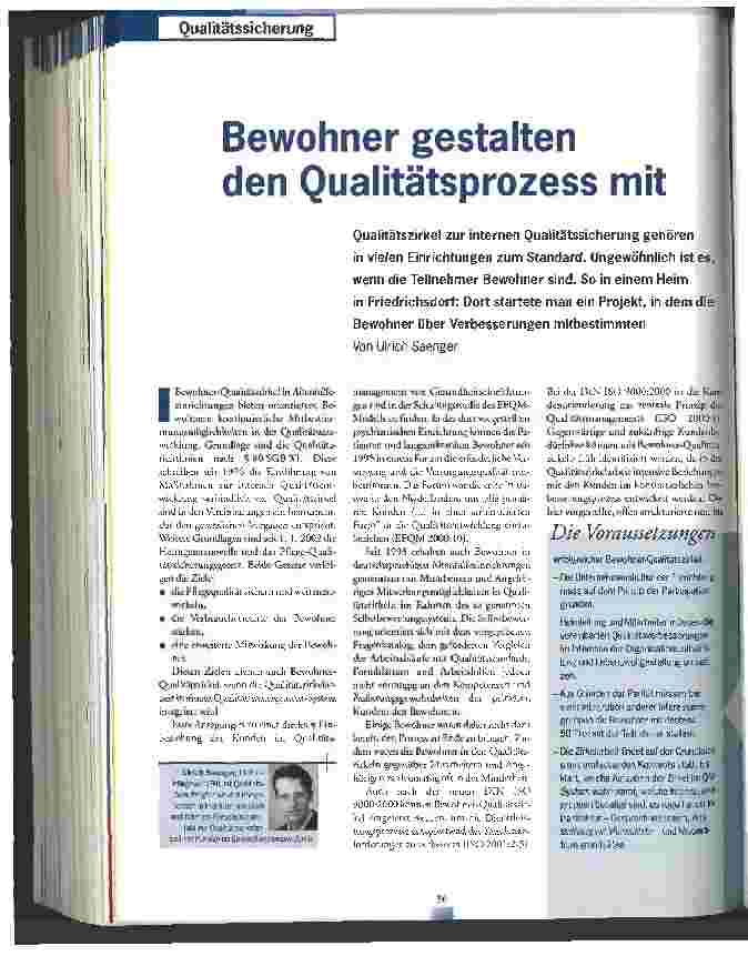 Vorschauseite 1: Bewohner gestalten den Qualitätsprozess mit