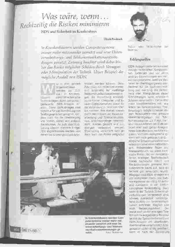 Vorschauseite 1: Was wäre, wenn ... rechtzeitig die Risiken minimieren ISDN und Sicherheit im Krankenhaus
