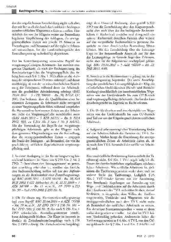 Vorschauseite 4: Zu Umkleidezeiten und durch das Umkleiden veranlasste innerbetriebliche Wegezeiten