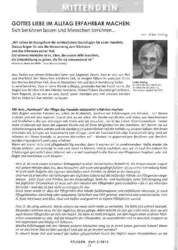 Vorschauseite 1: GOTTES LIEBE IM ALLTAG ERFAHRBAR MACHEN Sich berühren lassen und Menschen berühren...