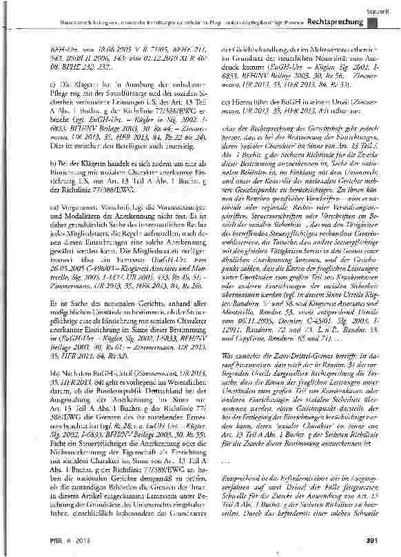 Vorschauseite 5: Umsatzsteuerbefreiung von Umsätzen bei Einrichtungen zur ambulanten Pflege kranker und pflegebedürftiger Personen UStG § 4 Nr. 16 Buchst, e; EWG-Richtlinie 77/388 Art. 13 Teil A A…