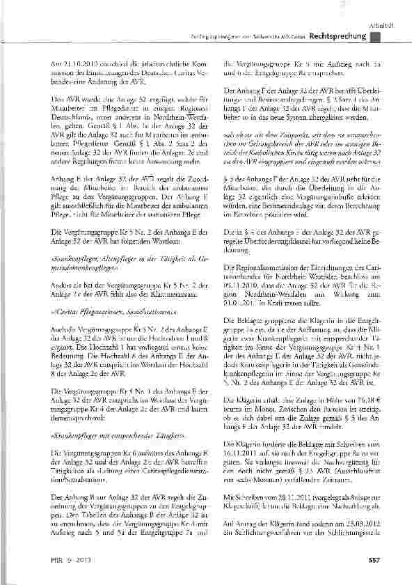 Vorschauseite 3: Zur Eingruppierung nach dem Tarifwerk der AVR-Caritas Anlage 32 der AVR-Caritas Vergütungsgruppe Kr 5 Nr. 2 des Anhangs E, Entgeltgruppe 8a, Stufe 6