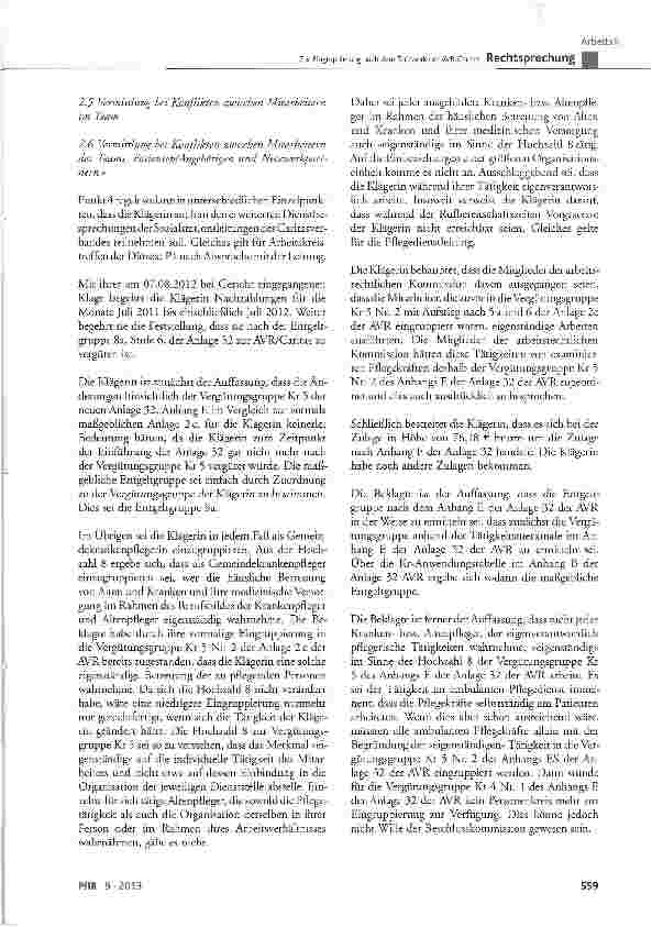 Vorschauseite 5: Zur Eingruppierung nach dem Tarifwerk der AVR-Caritas Anlage 32 der AVR-Caritas Vergütungsgruppe Kr 5 Nr. 2 des Anhangs E, Entgeltgruppe 8a, Stufe 6