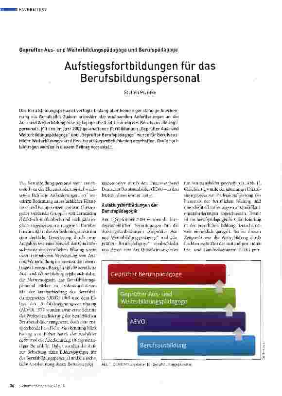 Vorschauseite 1: Aufstiegsfortbildungen für das Berufsbildungspersonal