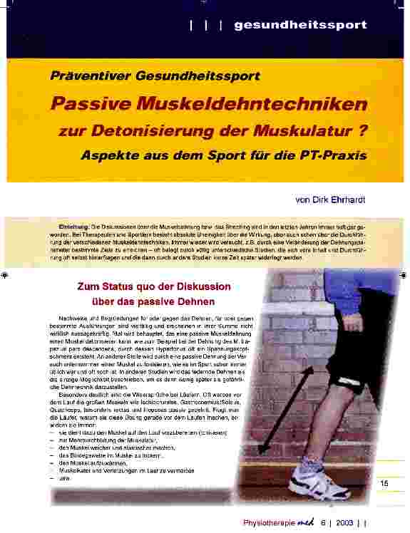 Vorschauseite 1: Passive Muskeldehntechniken zur Detonisierung der Muskulatur?