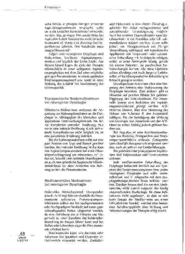 Vorschauseite 3: Dysphagiediagnostik und Indikatoren zur Tracheometrie bei neurogener Dysphagie