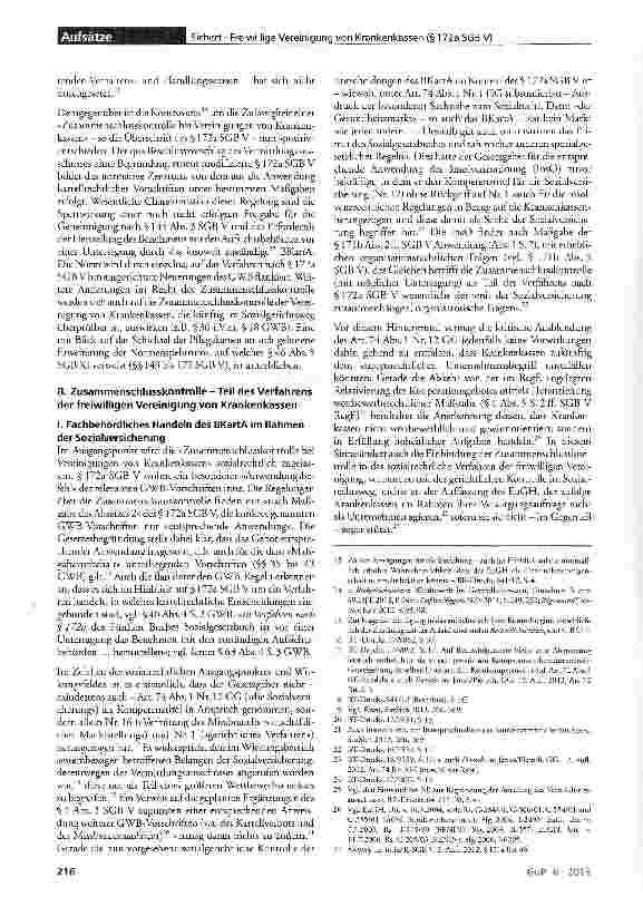 Vorschauseite 2: Die Zusammenschlusskontrolle als Teil des Verfahrens der freiwilligen Vereinigung von Krankenkassen (§ 172a SGB V)
