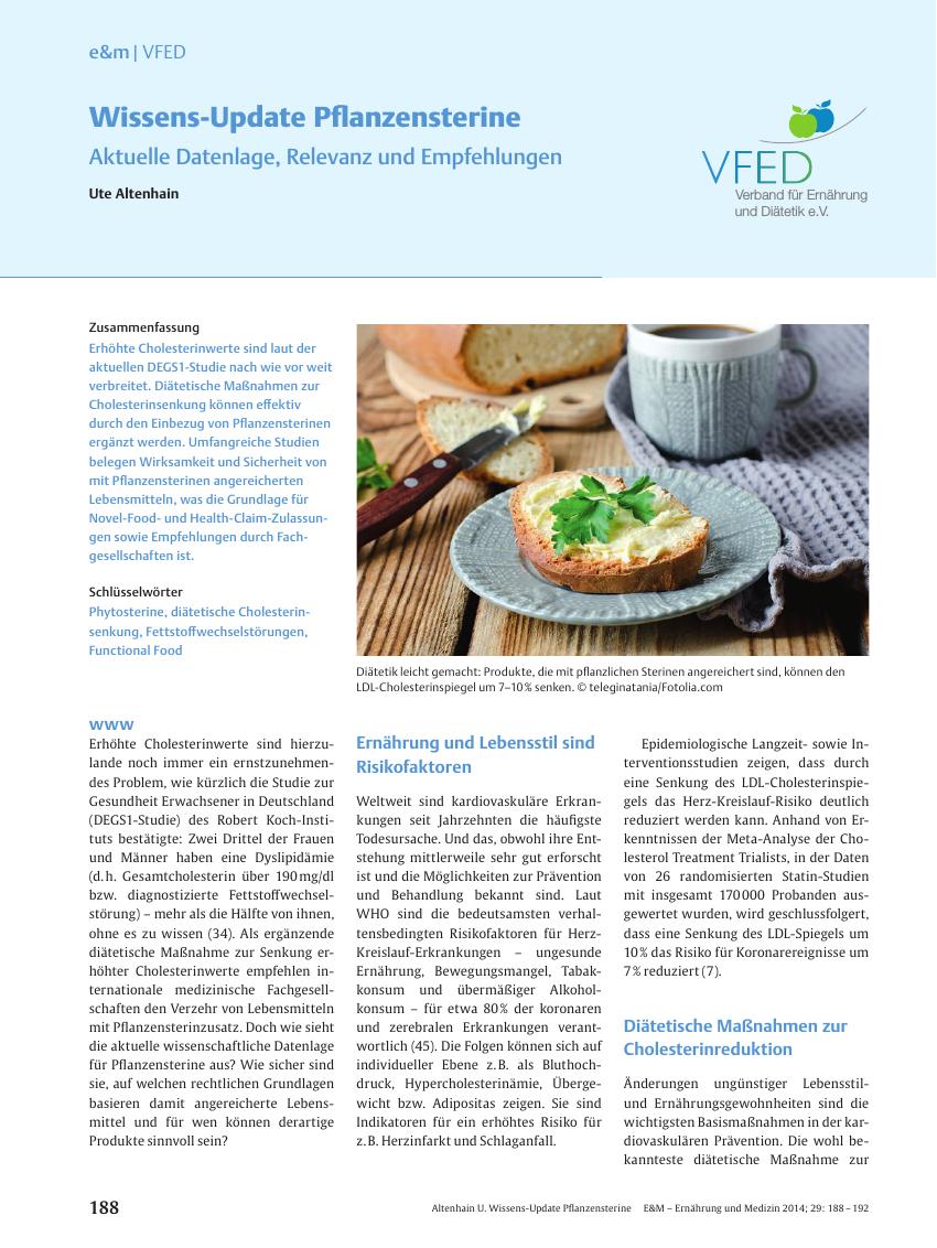Vorschauseite 1: Wissens-Update Pflanzensterine