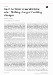 Vorschauseite 1: Nach der Krise ist vor der Krise oder: Nothing changes if nothing changes