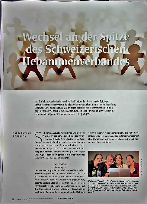 Vorschauseite 1: Wechsel an der Spitze des Schweizerischen Hebammenverbandes