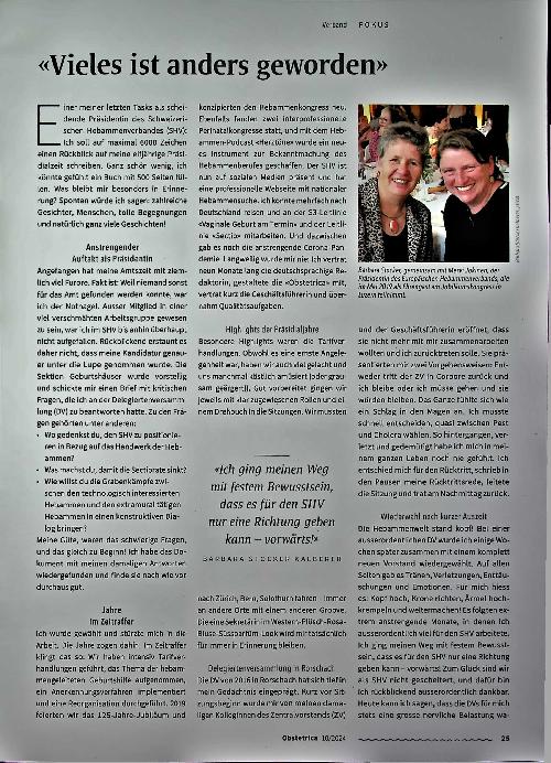 Vorschauseite 2: Wechsel an der Spitze des Schweizerischen Hebammenverbandes