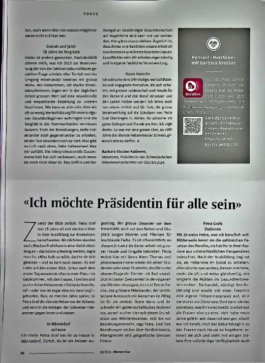 Vorschauseite 3: Wechsel an der Spitze des Schweizerischen Hebammenverbandes