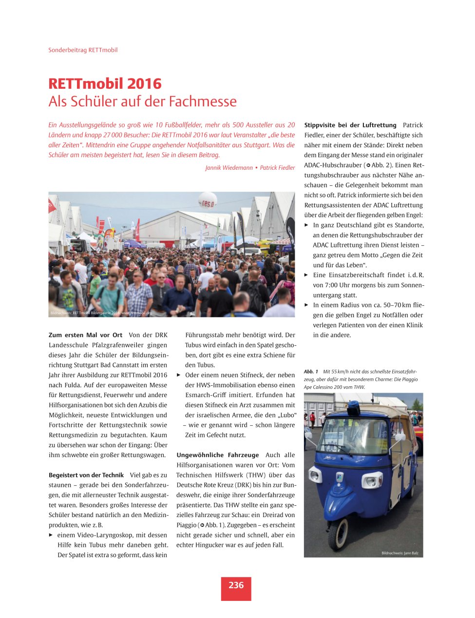 Vorschauseite 1: RETTmobil 2016 - Als Schüler auf der Fachmesse
