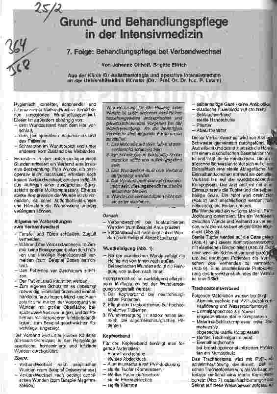 Vorschauseite 1: Grund und Behandlunspflege in der Intensivmedizin 7. Folge: Behandlungspflege bei Verbandswechsel