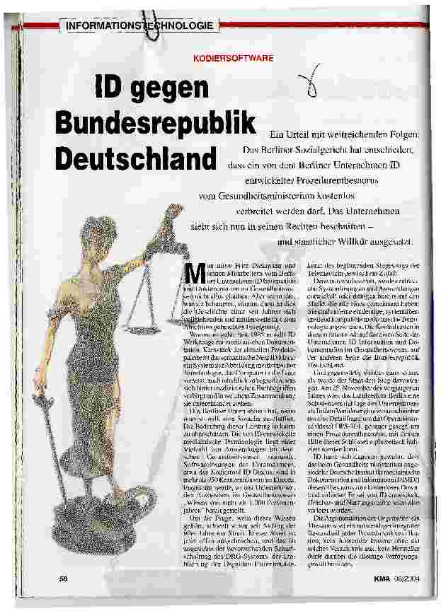 Vorschauseite 1: ID gegen Bundesrepublik Deutschland