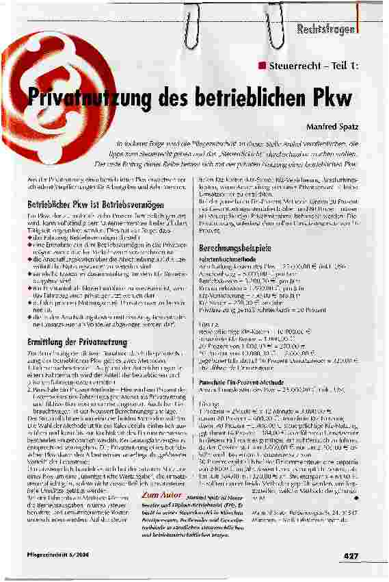 Vorschauseite 1: Privatnutzung des betrieblichen PkwSteuerrecht - Teil 1