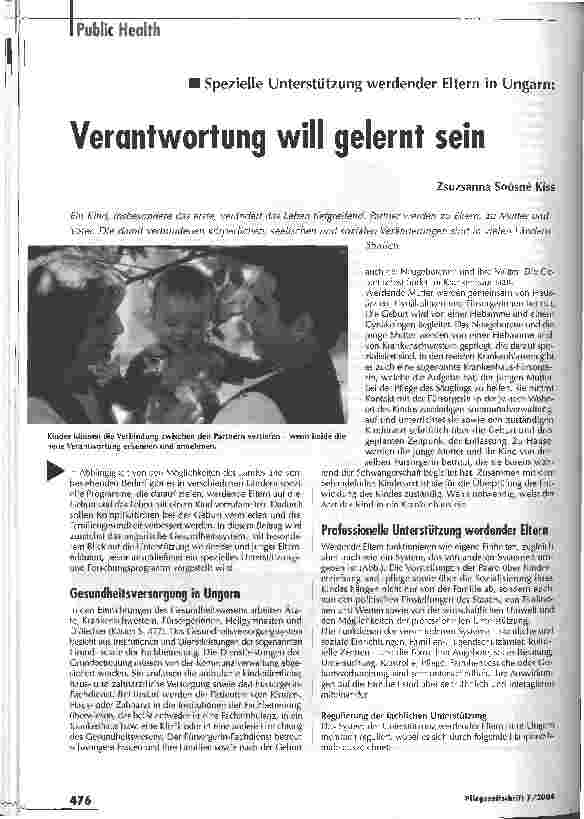 Vorschauseite 1: Verantwortung will gelernt seinSpezielle Unterstützung werdender Eltern in Ungarn