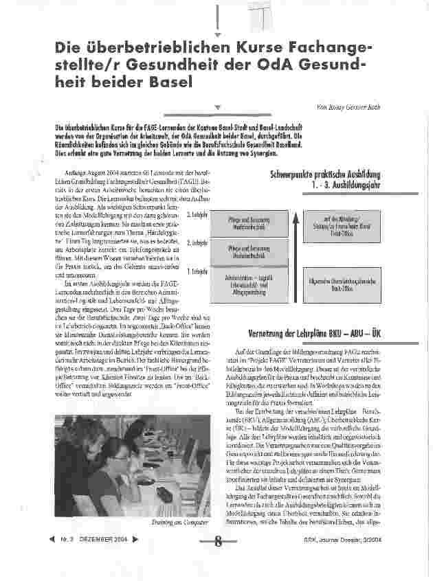 Vorschauseite 1: Die überbetrieblichen Kurse Fachangestellte/r Gesundheit der OdA Gesundheit beider Basel