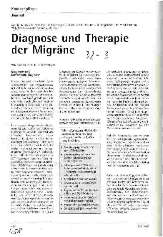 Vorschauseite 1: Diagnose und Therapie der Migräne