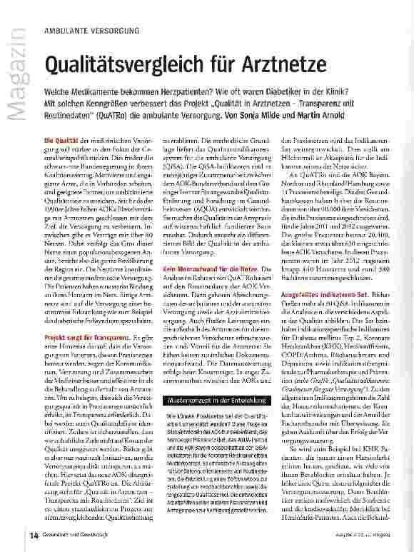 Vorschauseite 1: Qualitätsvergleich für Arztnetze