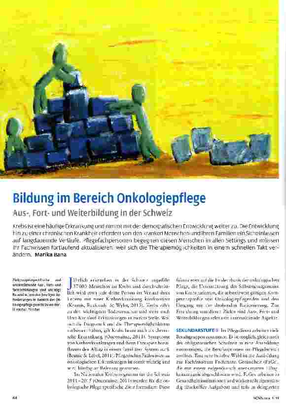 Vorschauseite 1: Bildung im Bereich Onkologiepflege