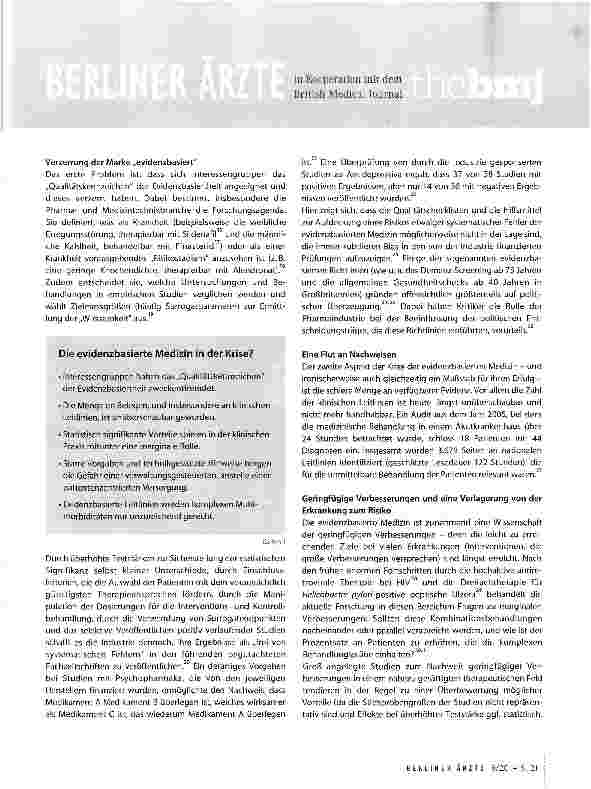 Vorschauseite 2: Evidenzbasierte Medizin: Eine Strömung in der Krise?