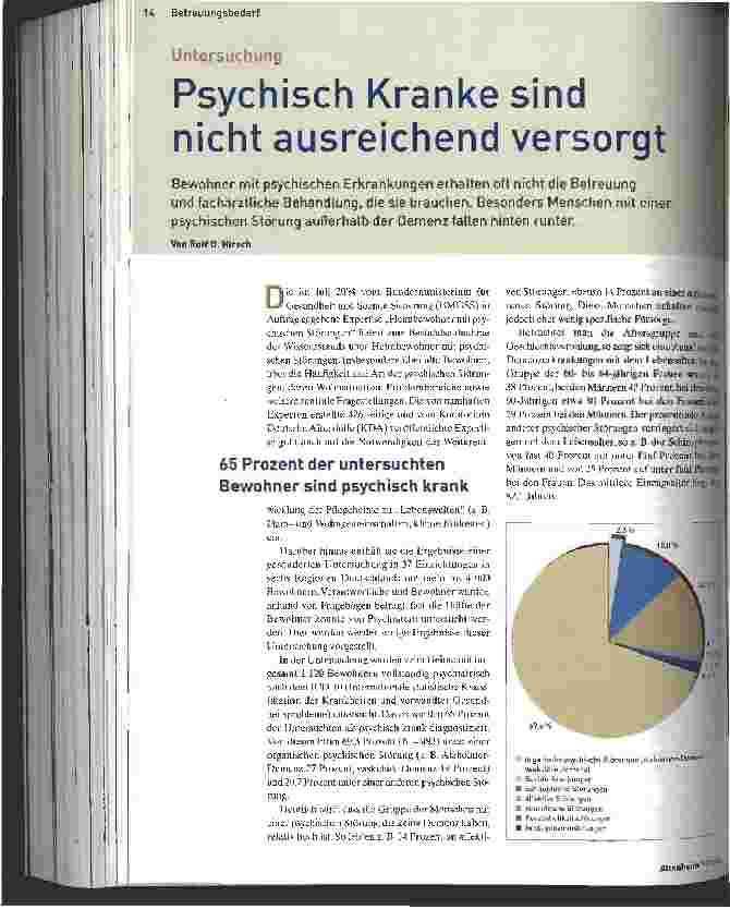 Vorschauseite 1: Psychisch Kranke sind nicht ausreichend versorgt