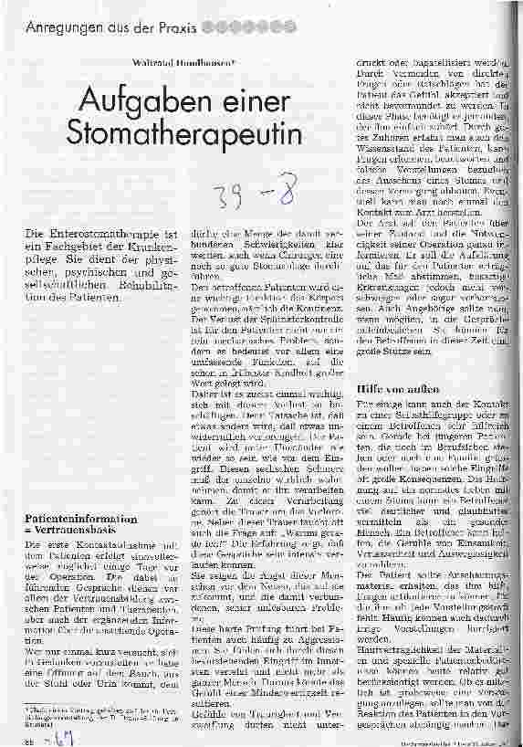 Vorschauseite 1: Aufgaben einer Stomatherapeutin