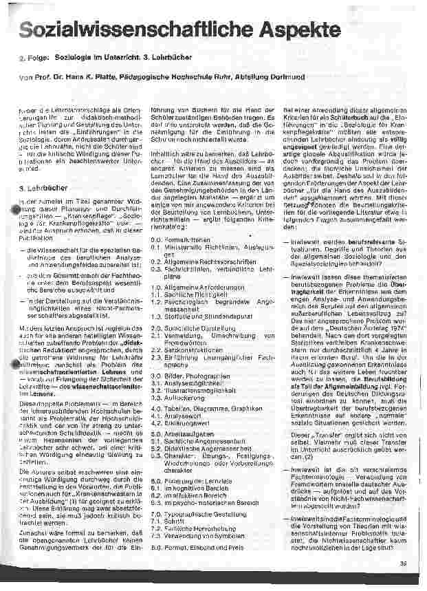 Vorschauseite 1: Sozialwissenschaftliche Aspekte 2. Folge: Soziologie im Unterricht