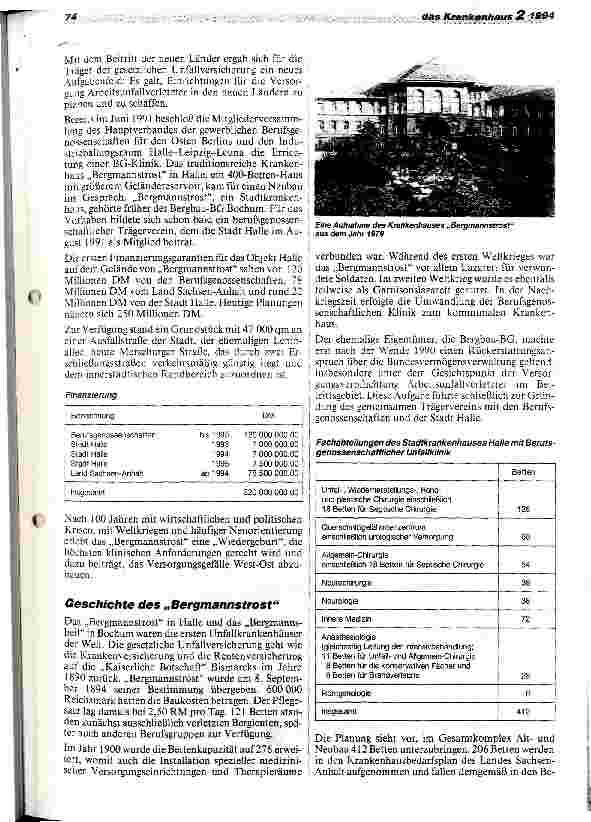 Vorschauseite 2: Umund Neubau der Klinik Bergmannstrost in Halle