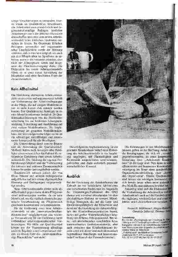 Vorschauseite 5: Alternative Arbeitszeiten Modelle für die stationäre Krankenpflege