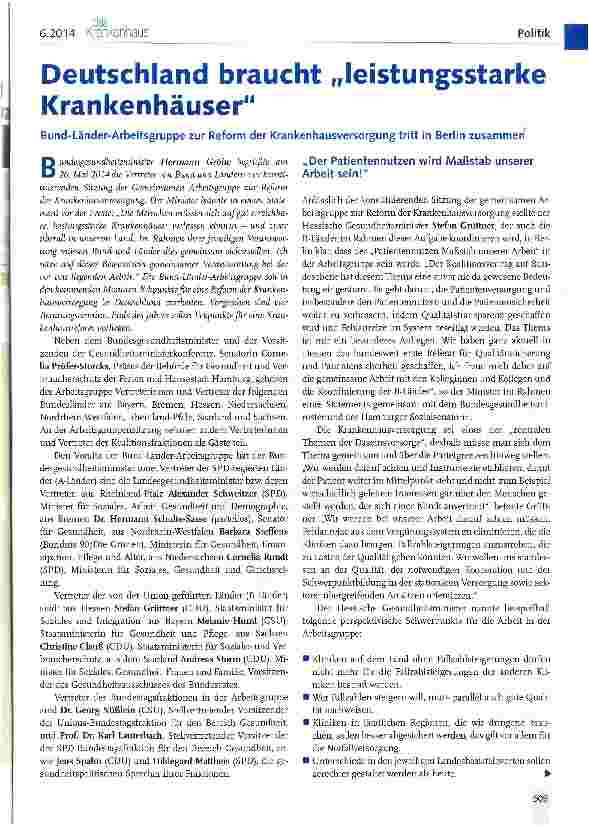 Vorschauseite 1: Deutschland braucht leistungsstarke Krankenhäuser