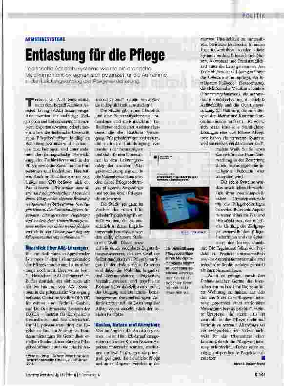 Vorschauseite 1: Entlastung für die Pflege