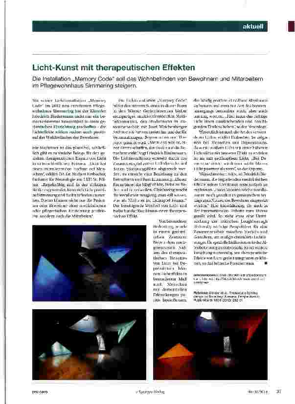 Vorschauseite 1: Licht-Kunst mit therapeutischen Effekten