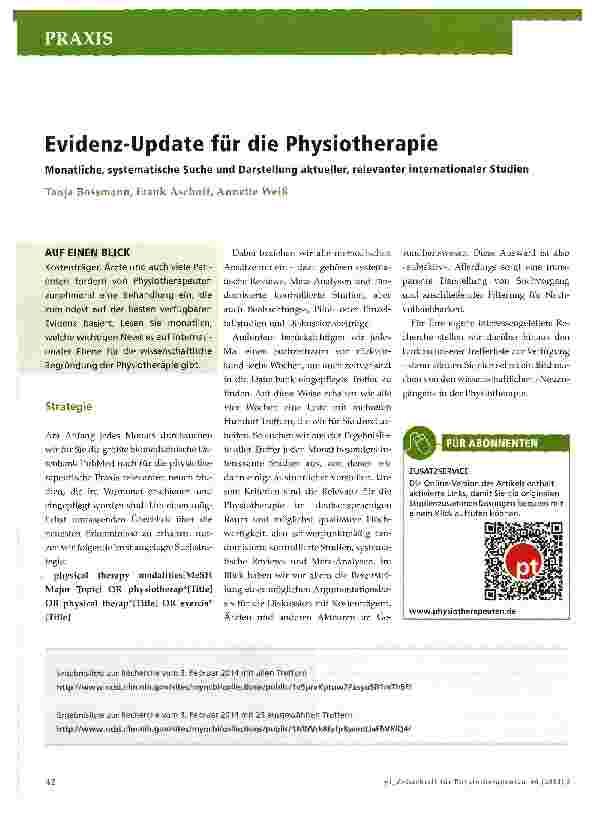 Vorschauseite 1: Evidenz-Update für die Physiotherapie