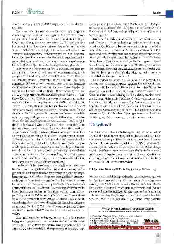 Vorschauseite 2: Qualitätssicherung, Entgeltrecht, Versorgungsauftrag