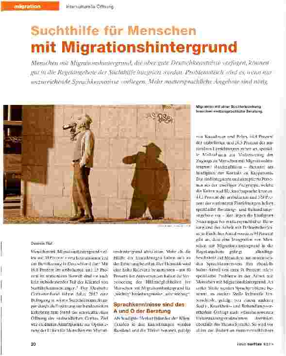 Vorschauseite 1: Suchthilfe für Menschen mit Migrationshintergrund