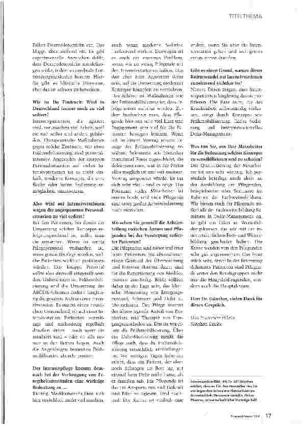 Vorschauseite 4: Das Ziel ist möglichst keine Sedierung