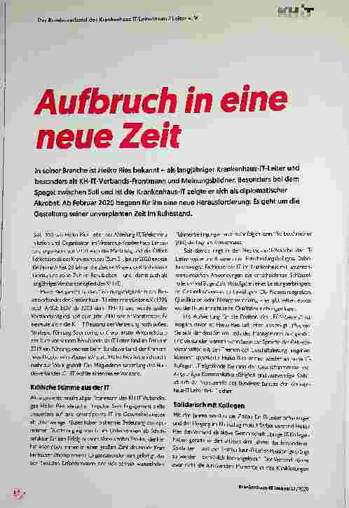Vorschauseite 1: Aufbruch in eine neue Zeit