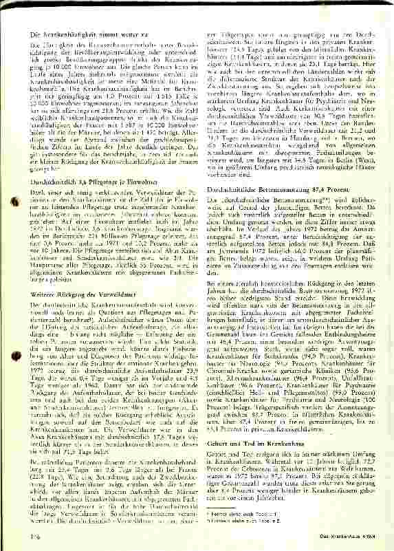 Vorschauseite 4: Das Krankenhauswesen in der BRD im Spiegel der Statistik 1972