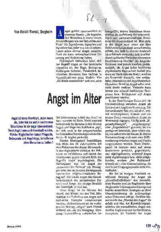 Vorschauseite 1: Angst im Alter