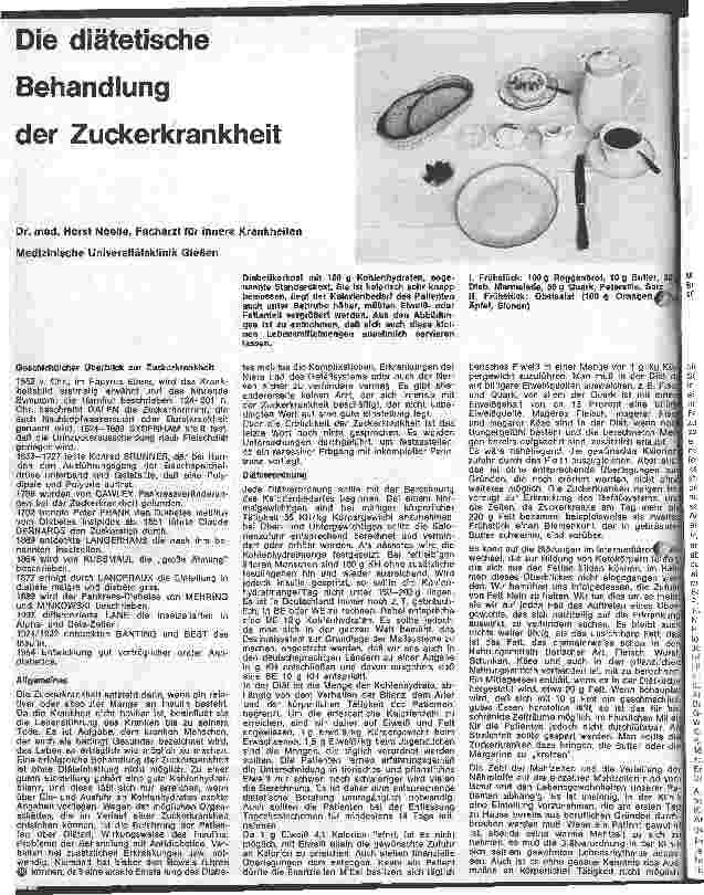 Vorschauseite 1: Die diätetische Behandlung der Zuckerkrankheit