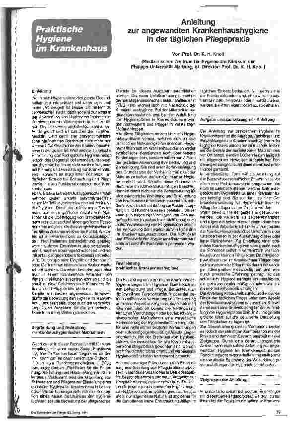Vorschauseite 1: Anleitung zur angewandten Krankenhaushygiene in der täglichen Pflegepraxis