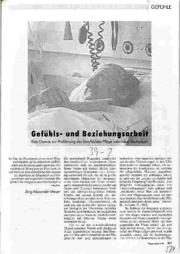 Vorschauseite 1: Gefühlsund Beziehungsarbeit Eine Chance zur Profilierung des Berufsbildes Pflege oder neue Sackgasse?
