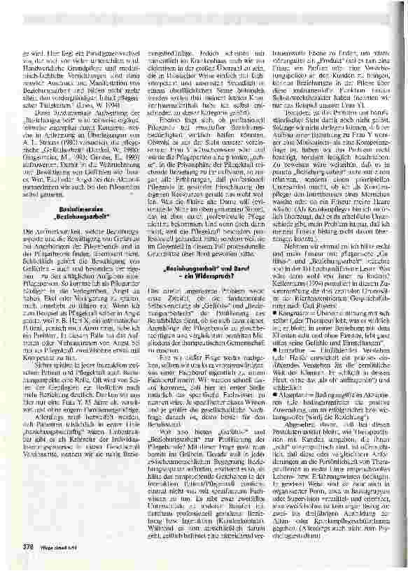 Vorschauseite 2: Gefühlsund Beziehungsarbeit Eine Chance zur Profilierung des Berufsbildes Pflege oder neue Sackgasse?