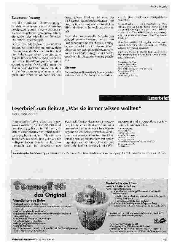 Vorschauseite 4: Elternzentriertes Beratungsmodell in der Neonatologie